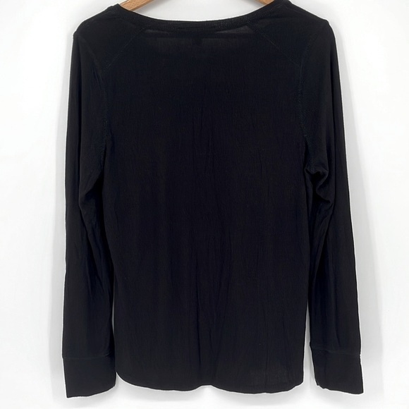 INC International Concepts Long Sleeve Ribbed Tee Black Size Large - Picture 5 of 6